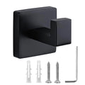Matte Black Towel Hook Stainless Steel Heavy Duty Wall Mounted Robe Coat Hooks Bathroom Kitchen Closet Square Modern Rack