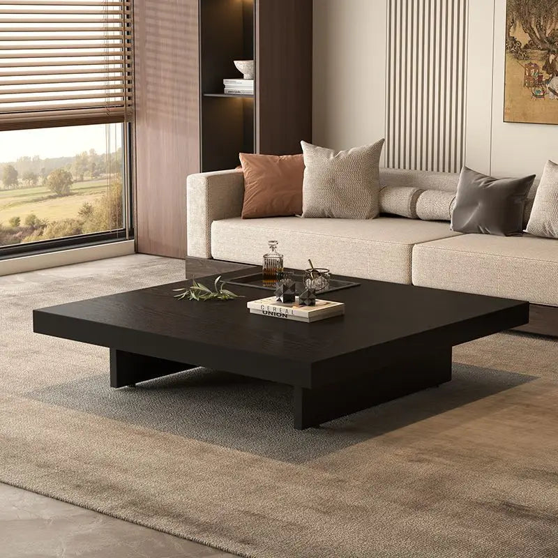 Square Solid Wood Coffee Table with Stainless Steel Feet