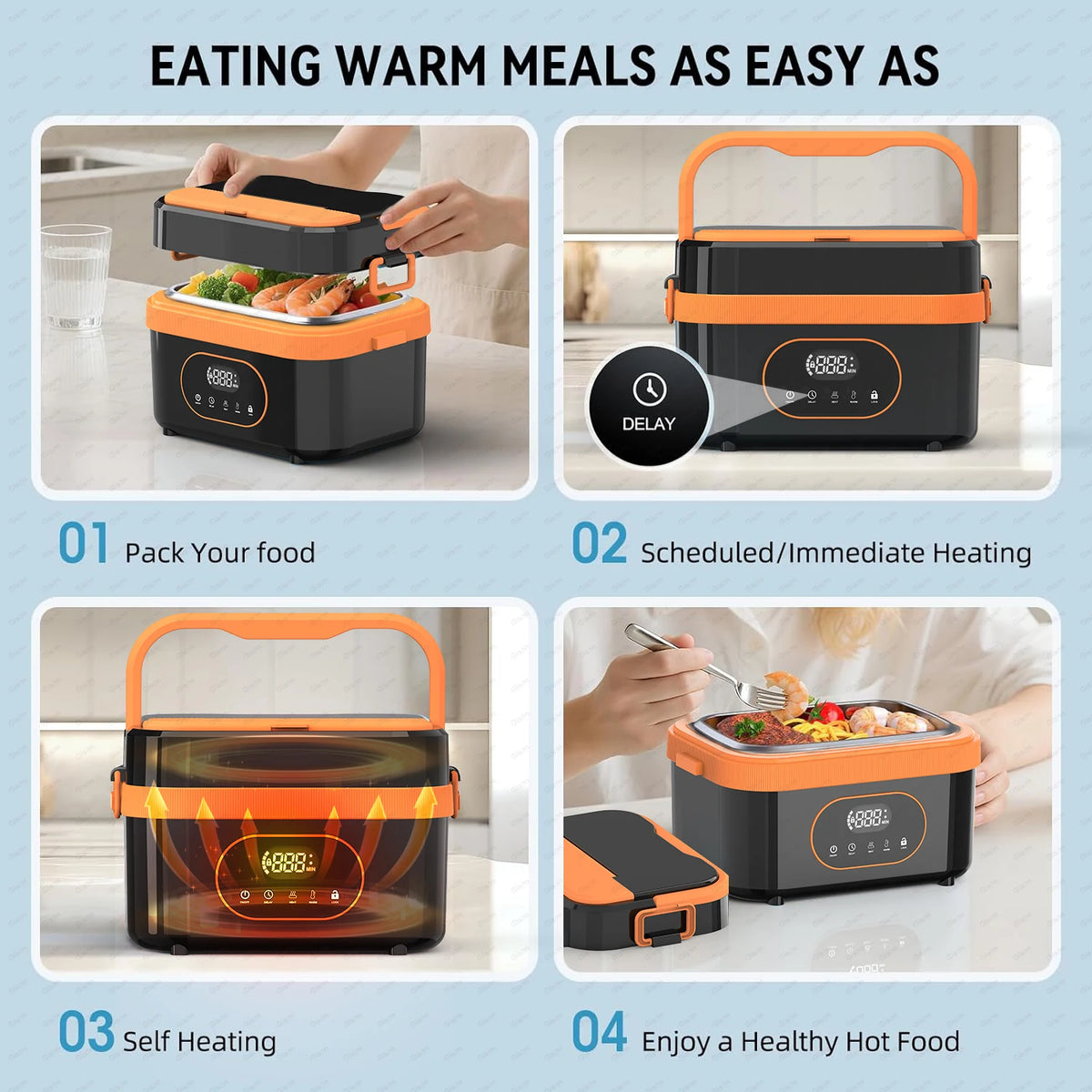 Cordless Heated Lunch Box with Carry Bag – 1.5L, 18,000mAh