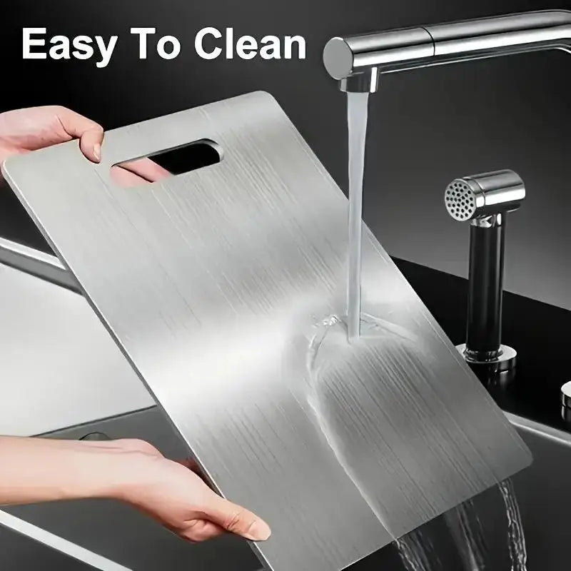 Stainless Steel Chopping Board | Thickened Double-Sided Kitchen Cutting & Dough Kneading Board