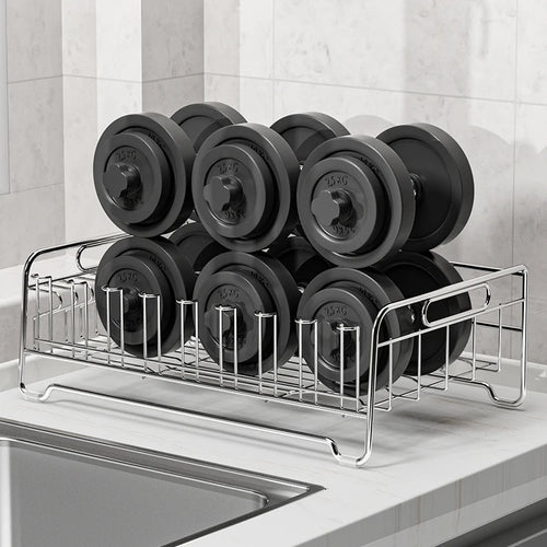 304 Stainless Steel Kitchen Dish Drainer Rack | Countertop Organiser with Drainage Tray, Utensil & Knife Holder