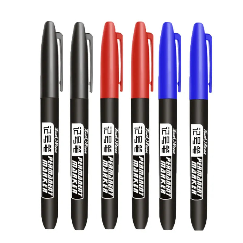 Permanent Marker Set – 6 Pack, Dual Tip Fine & Broad, Waterproof Ink, Assorted Colours