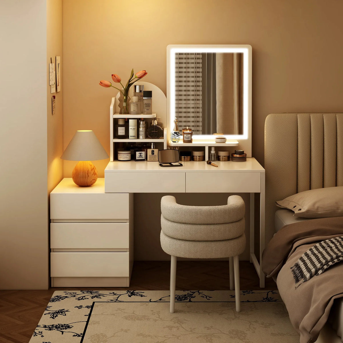 Vanity Dressing Table with Mirror and Storage