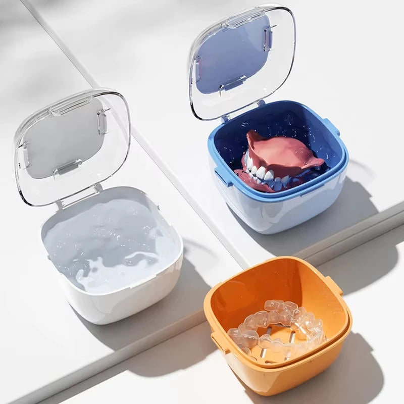 Multi-functional Retainer Case Portable Mouth Guard Box Oral Cleaning False Teeth Denture Storage Box Teeth Aligner Braces Box
