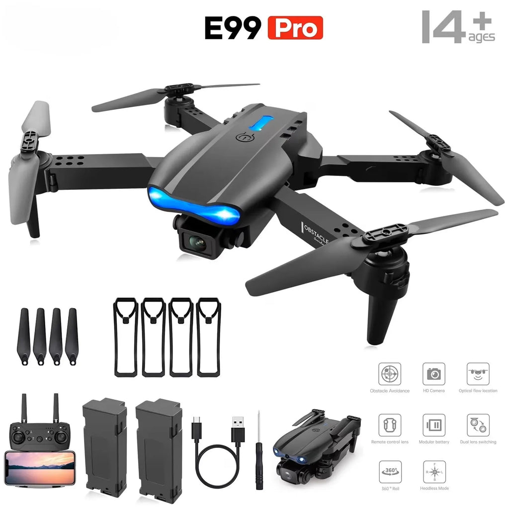 E88 Pro Foldable Drone with Dual Cameras and One-Key Return, RC Quadcopter for Beginners