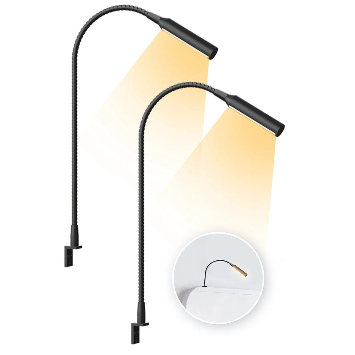 Dimmable LED Reading Lamps with Flexible Gooseneck – Set of 2