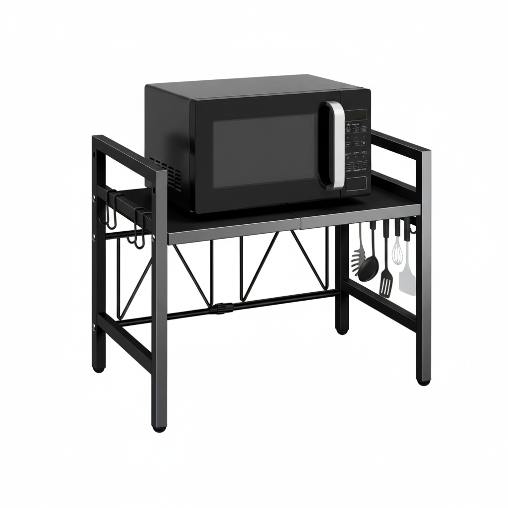Expandable Microwave Shelf Organiser – White Background