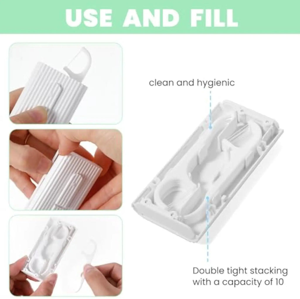 Portable Automatic Dental Floss Dispenser Pop-up Travel Floss Pick Storage Case Refillable Mini Toothpick Holder Box Pocket Floss Stick Organizer for Oral Hygiene Teeth Cleaning
