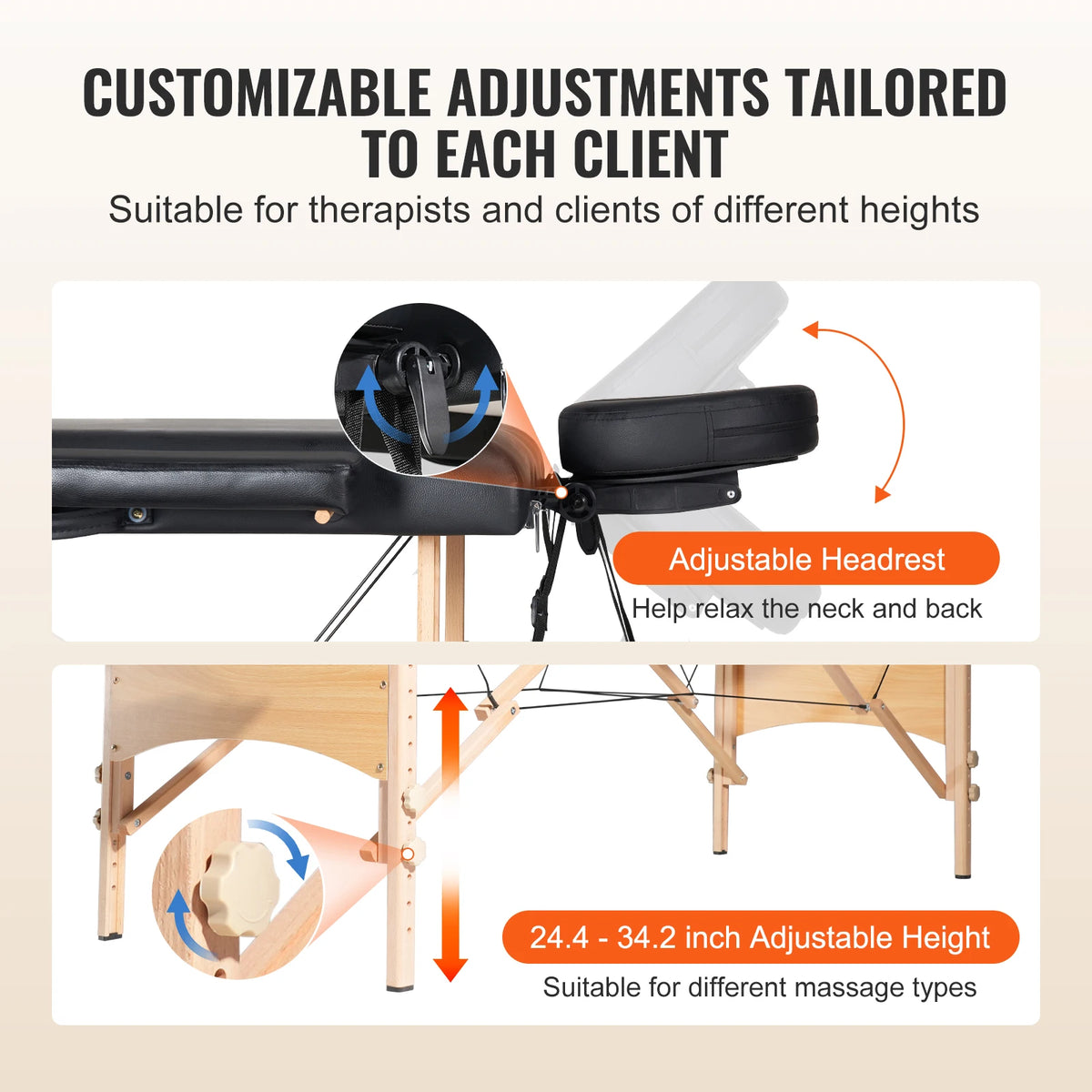 Portable Folding Massage Table with Adjustable Height | 24 or 28 Inch