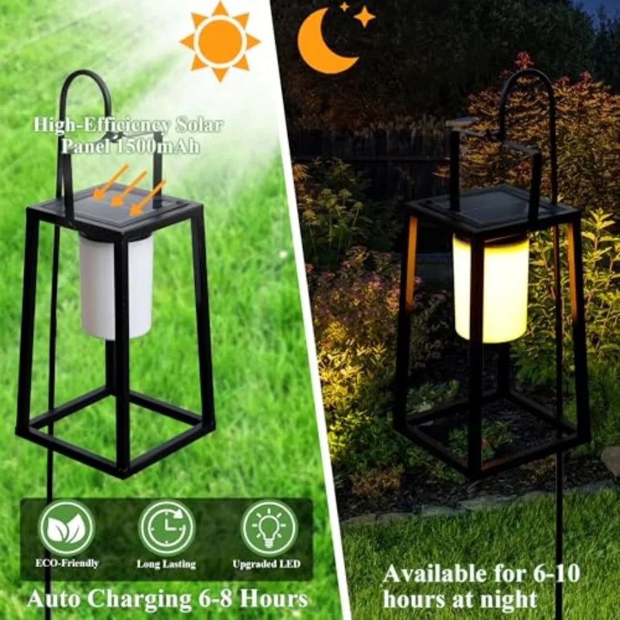 5-Inch Portable Solar LED Lantern, Metal Outdoor Lamp
