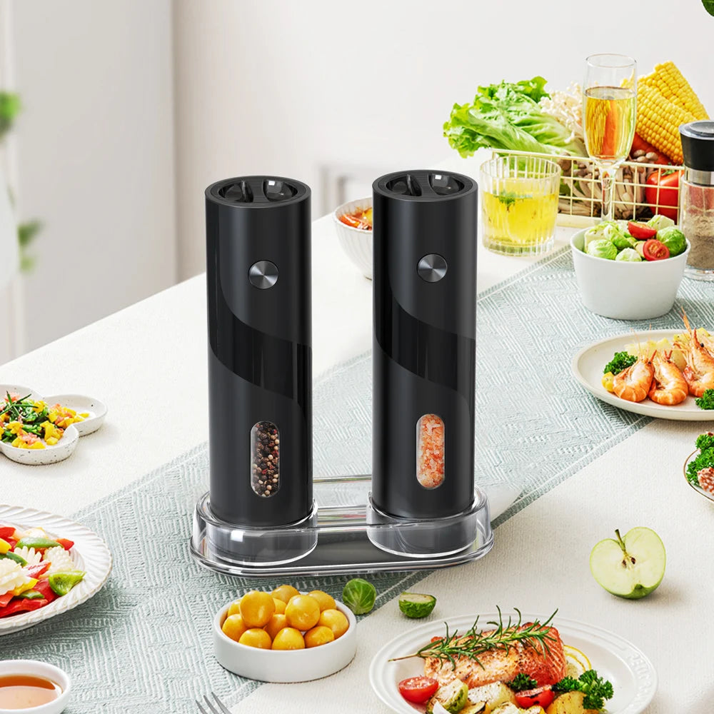 1/2 pcs Electric Automatic Salt and Pepper Grinder Set Led Light Grinder Set Spice Mill Adjustable Spices Grinder Kitchen Tools