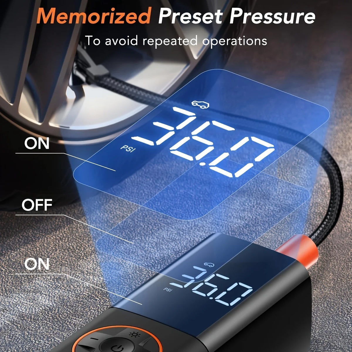Tire Inflator, 12V Portable Air Compressor for Car Tires