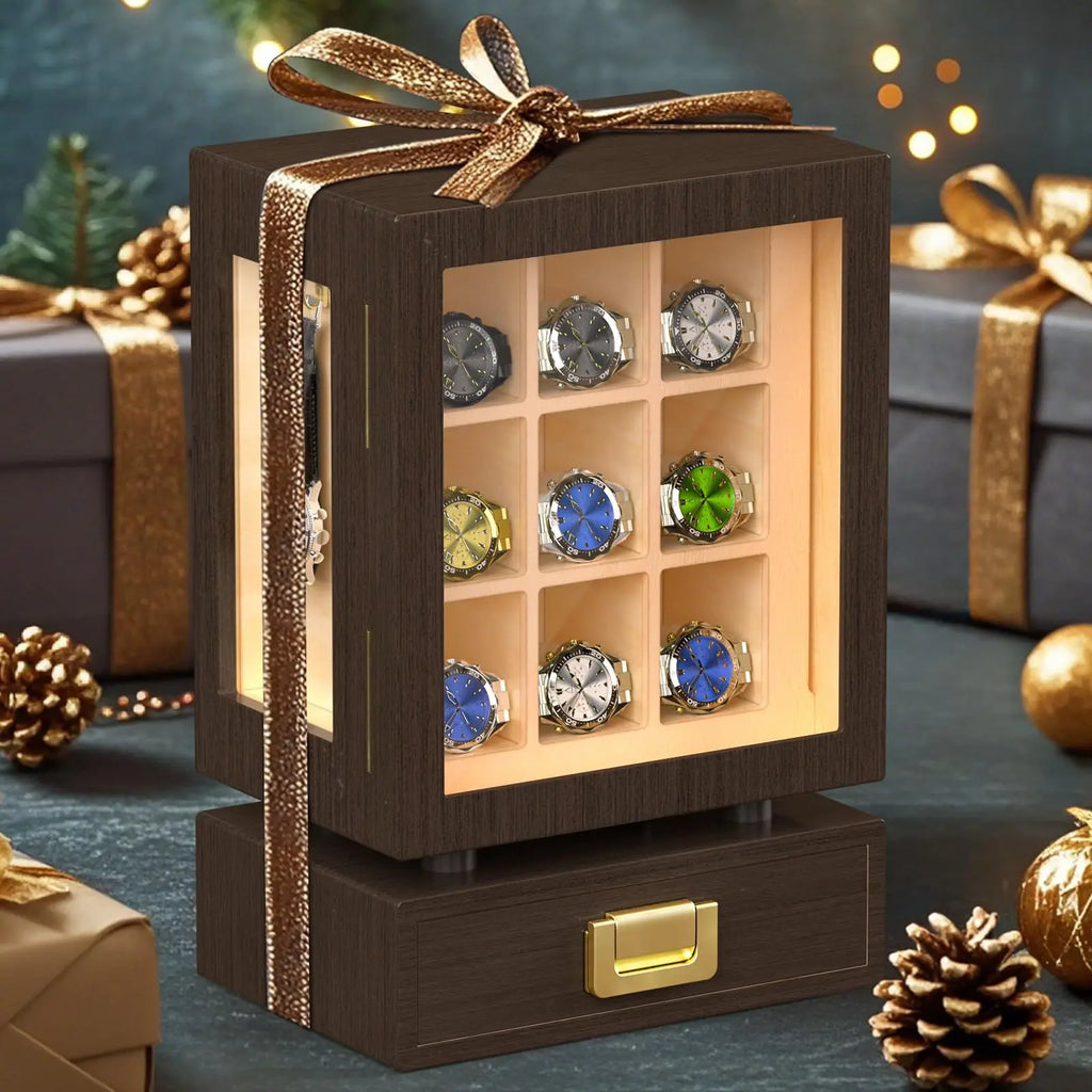 Wooden Watch Storage Box with Drawer