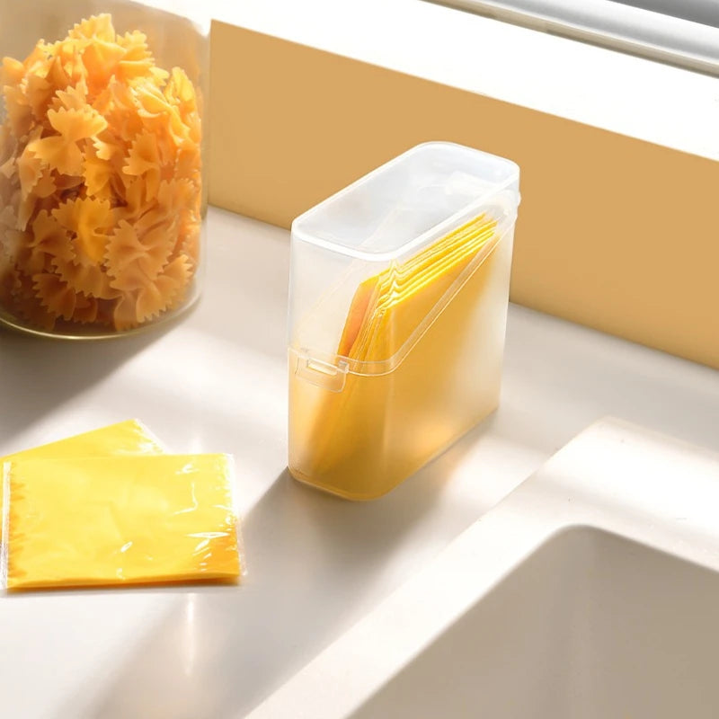 Flip Lid Sliced Cheese Container Mini Storage Box for Swabs Dental Floss Tea Bags Bathroom Kitchen Organizer