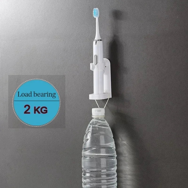Traceless Toothbrush Holder Wall Mounted Bathroom Organizer for Electric and Manual Toothbrushes with Strong Adhesive Stand