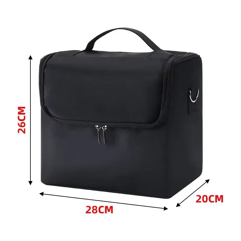 Large 4-Tier Makeup Train Case - Portable Cosmetics & Nail Organizer with Adjustable Straps
