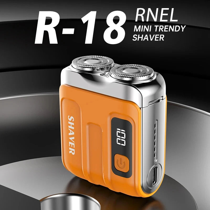 Mini Electric Shaver with Digital Display – Dual Blade Rechargeable Beard Trimmer