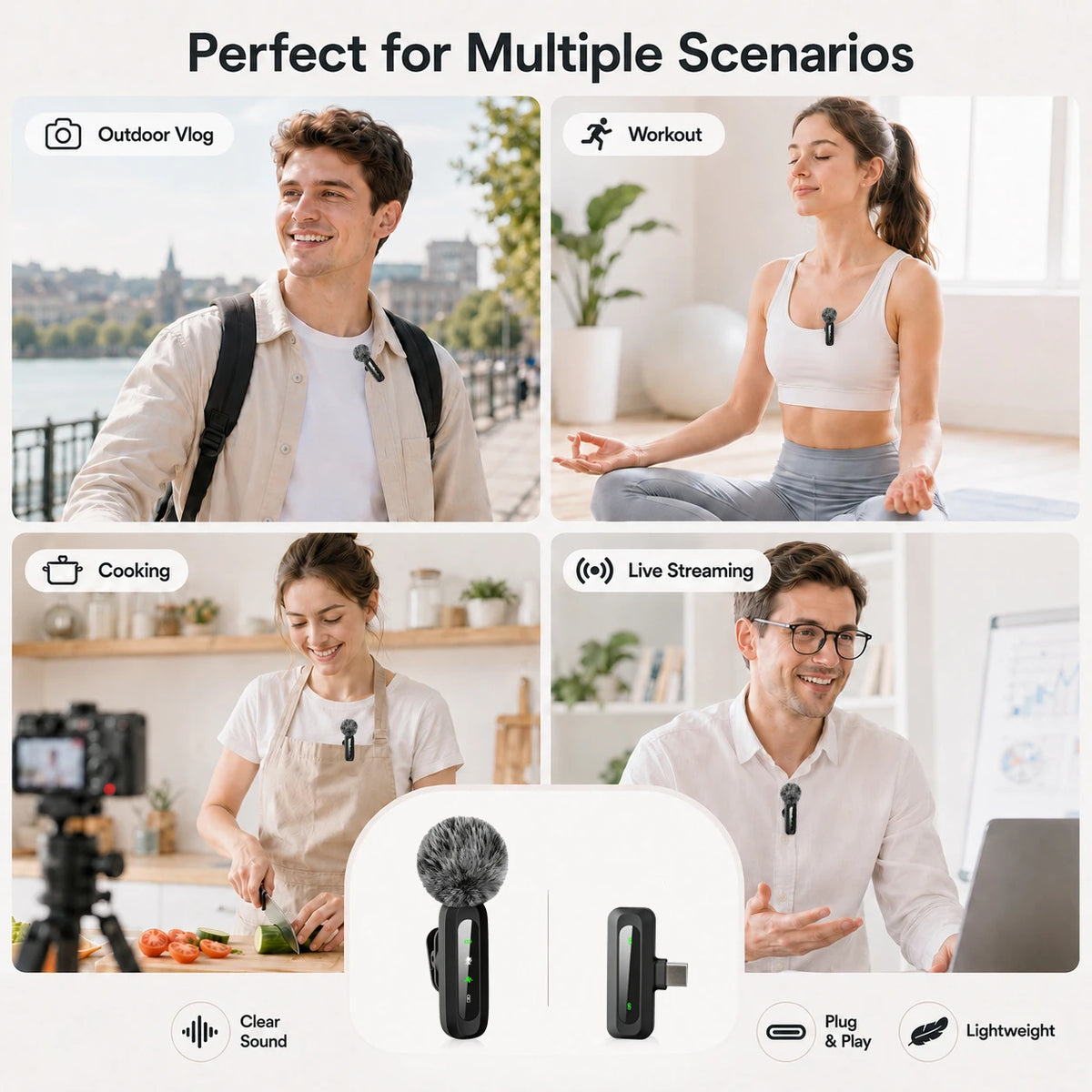USB-C Wireless Lavalier Microphone for Video & Interviews