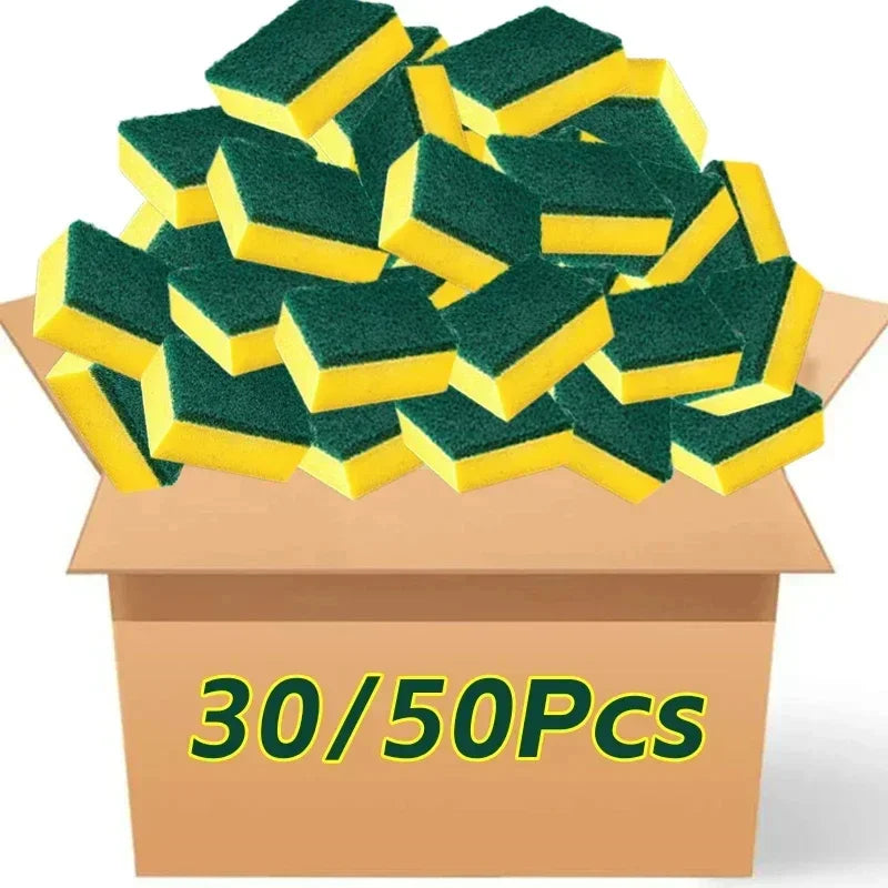 Double-Sided Kitchen Sponge Scrubber – Absorbent Sponge & Scouring Pad, Pack of 10/30/50