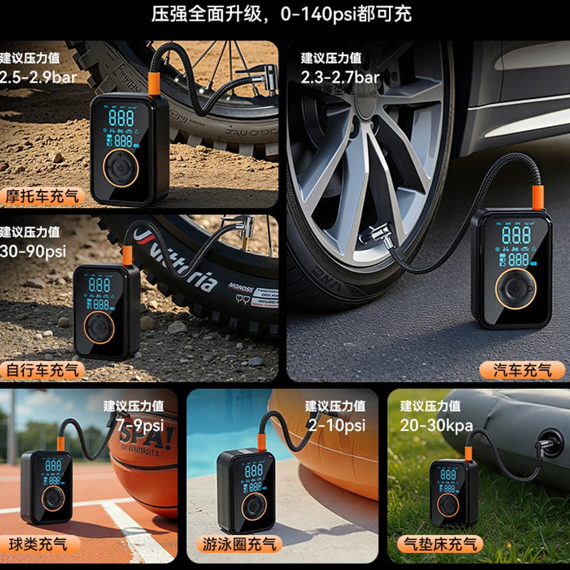 Portable Digital Tire Inflator, Electric Air Compressor with LED Lamp
