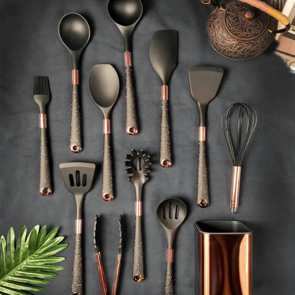 Silicone Kitchen Utensil with Rose-Gold-Tone Handle – Choice of Style