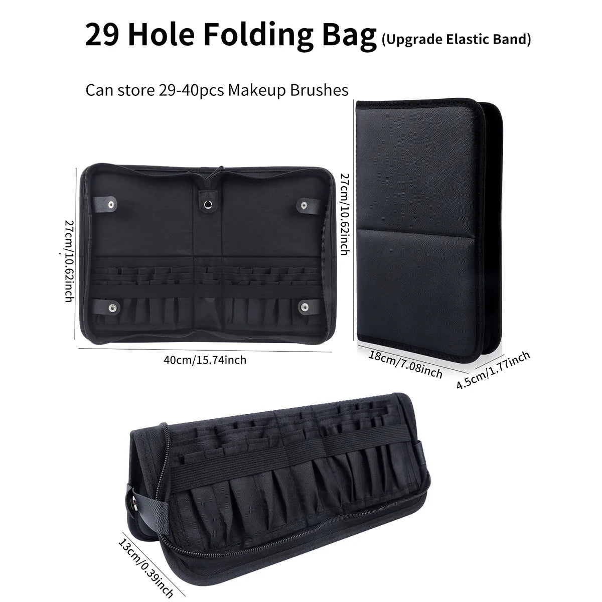 Foldable Makeup Brush Bag – 14 to 40 Slot Cosmetic Storage Organiser with Handles