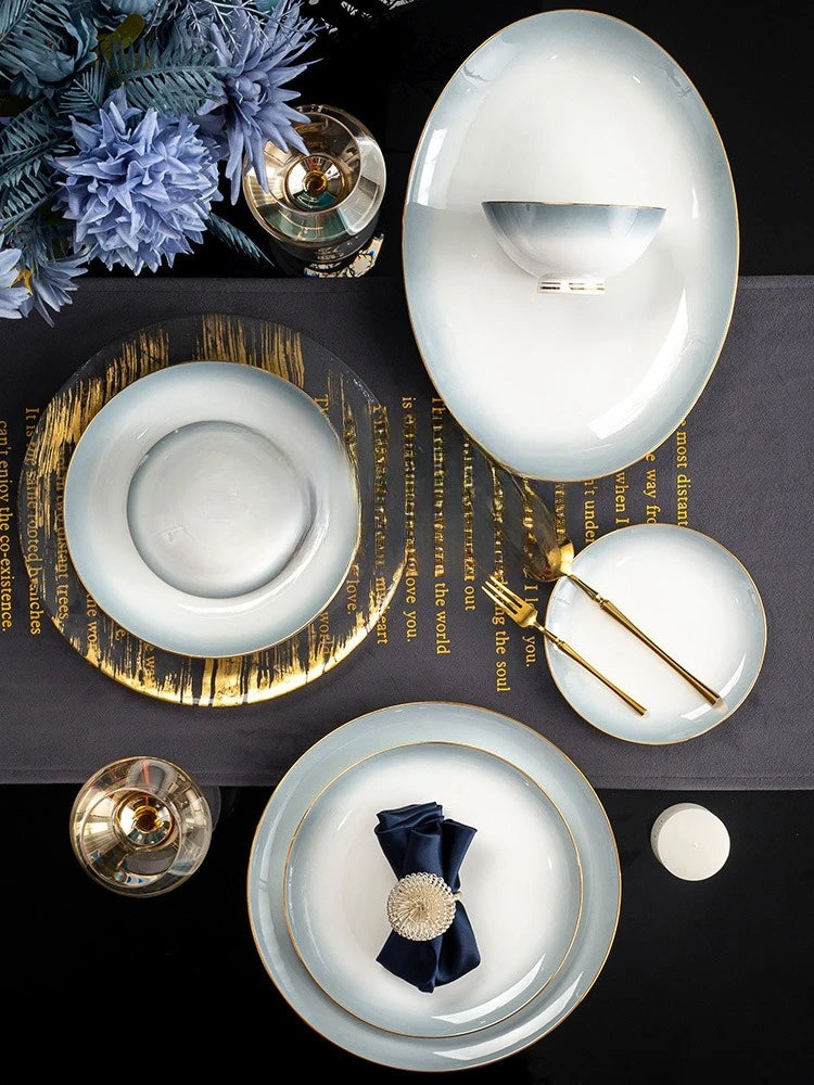High-end cutlery set Modern light luxury Jingdezhen bone china