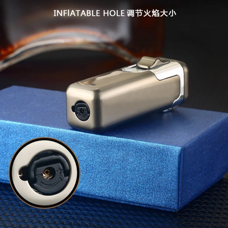 Refillable Quad Jet Butane Lighter – Metal Blue-Flame Design