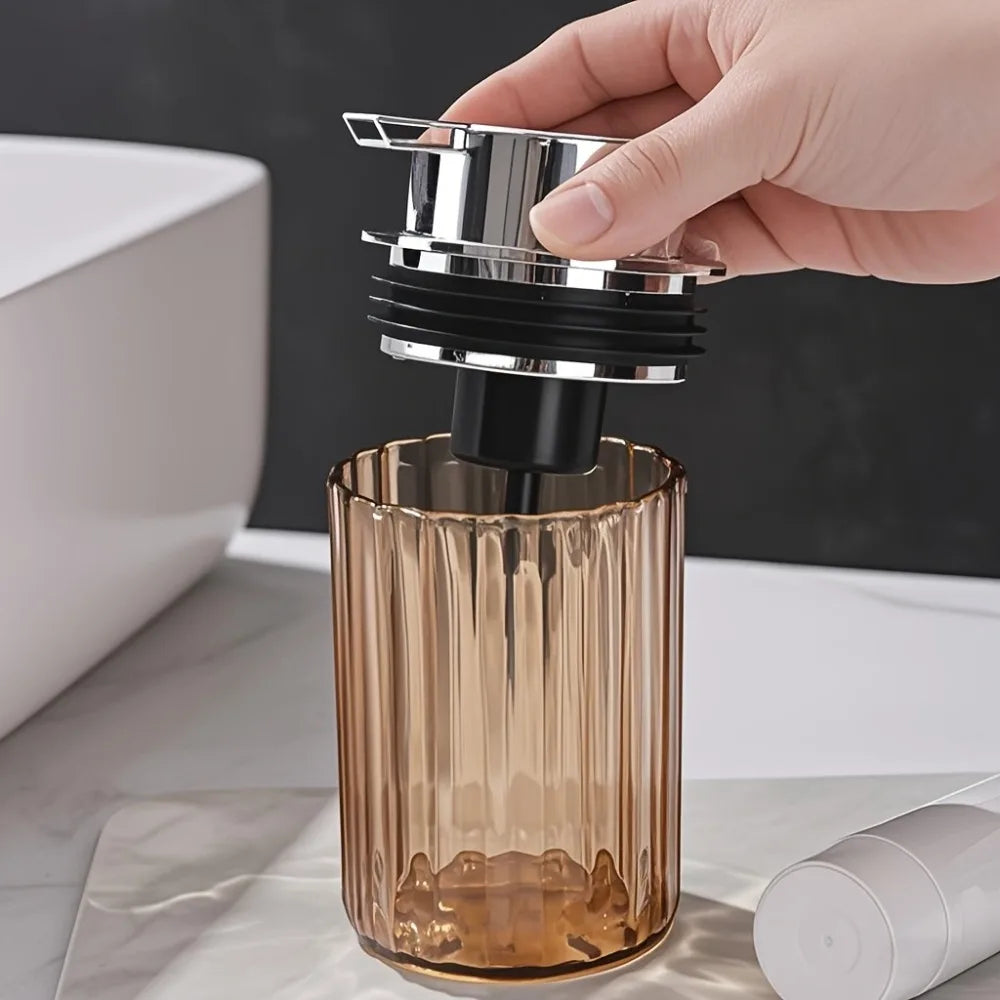 Press Foaming Soap Dispenser — Clear Ribbed Bottle for Bathroom & Kitchen | Hand Soap, Shampoo & Shower Gel