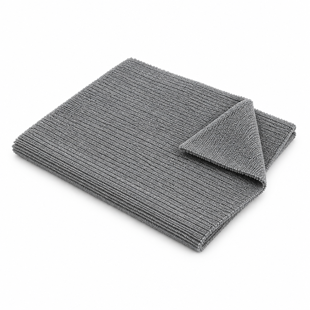 Grey microfibre cloth hero on white