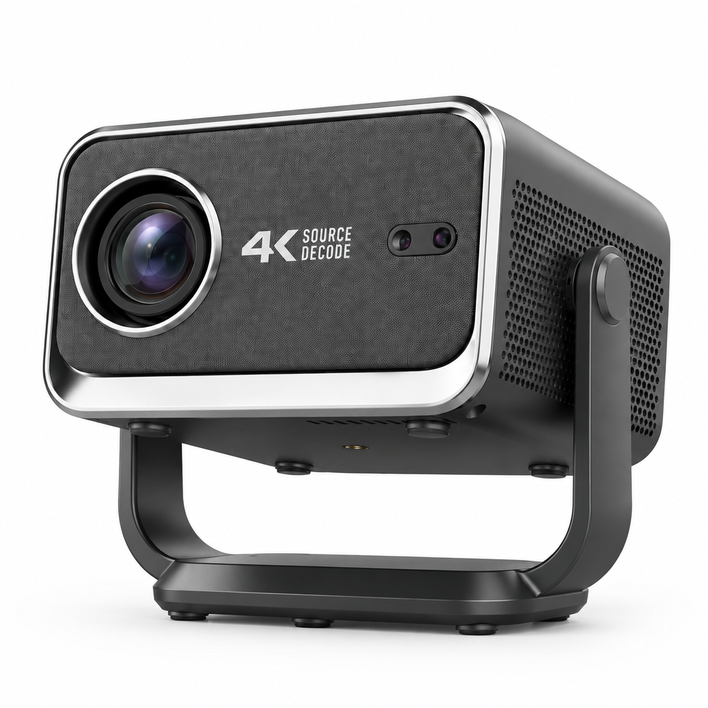P20 Pro projector with a visible 4K Source Decode marking on a pure white background