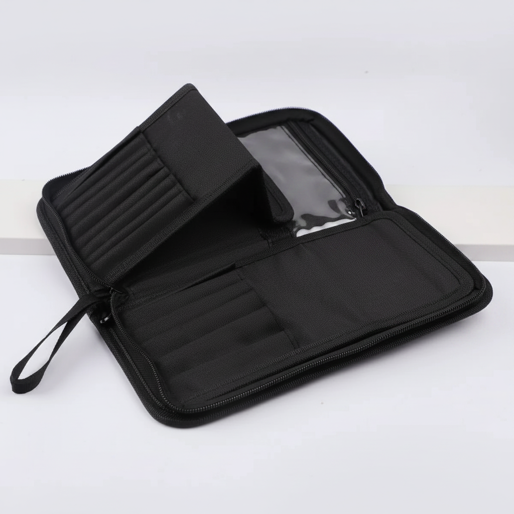 Foldable Makeup Brush Bag – 14 to 40 Slot Cosmetic Storage Organiser with Handles