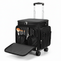 Professional Rolling Makeup & Hair Tools Trolley Case | Hairstylist Travel Bag on Wheels with 6 Clear Bags