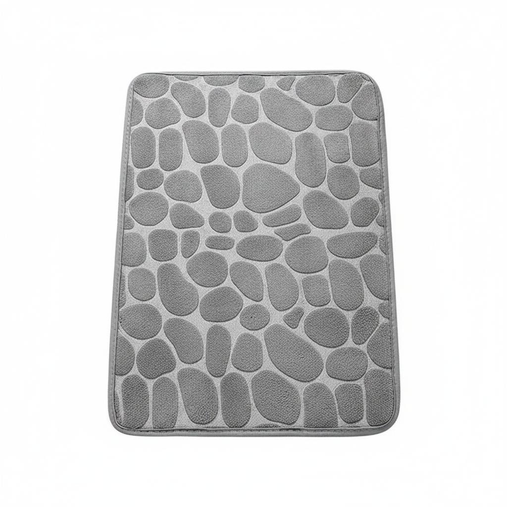 Embossed Microfibre Floor Mat — Anti-Slip Memory Foam Pebble Design