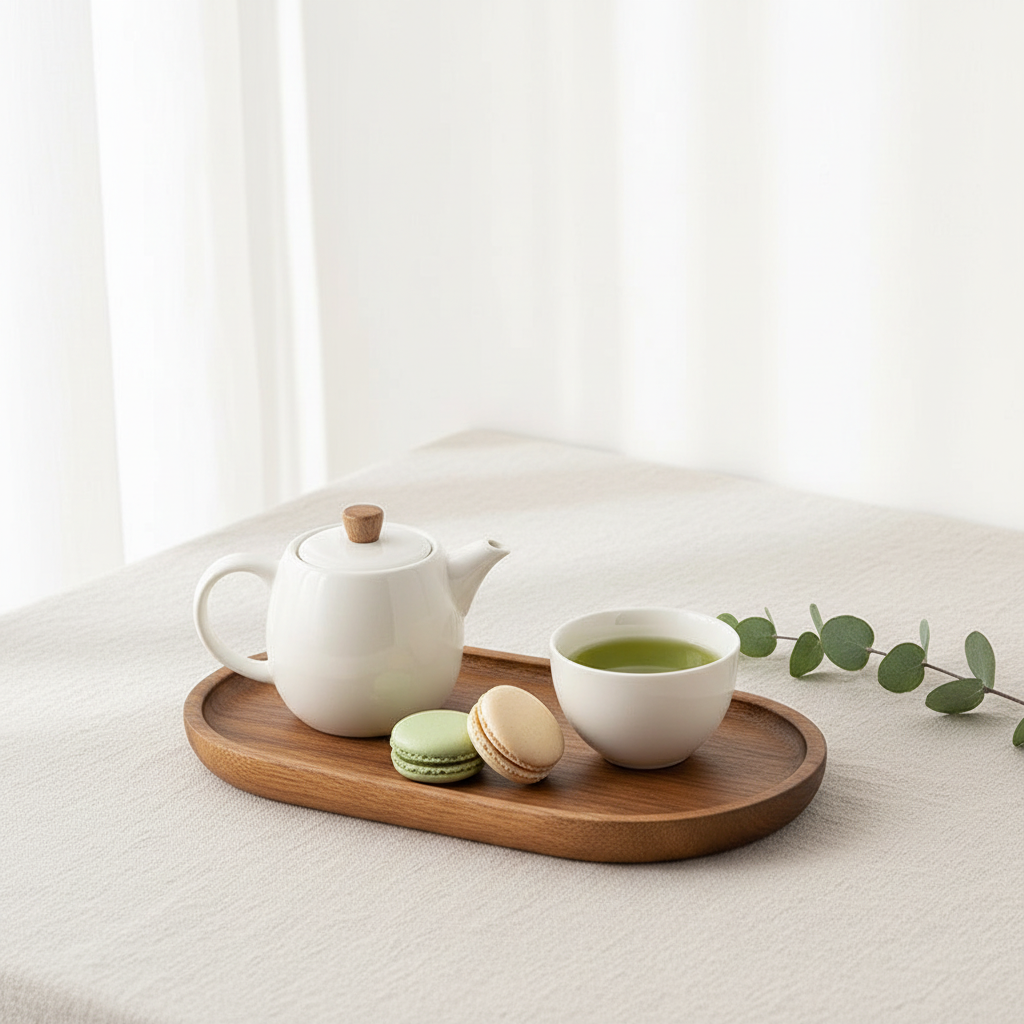 Japanese Wood Tray – Tea & Macarons Lifestyle
