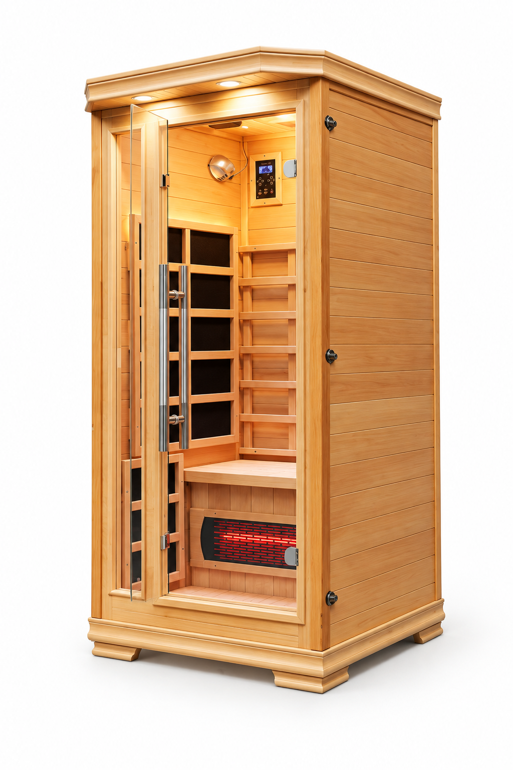Open-door sauna view