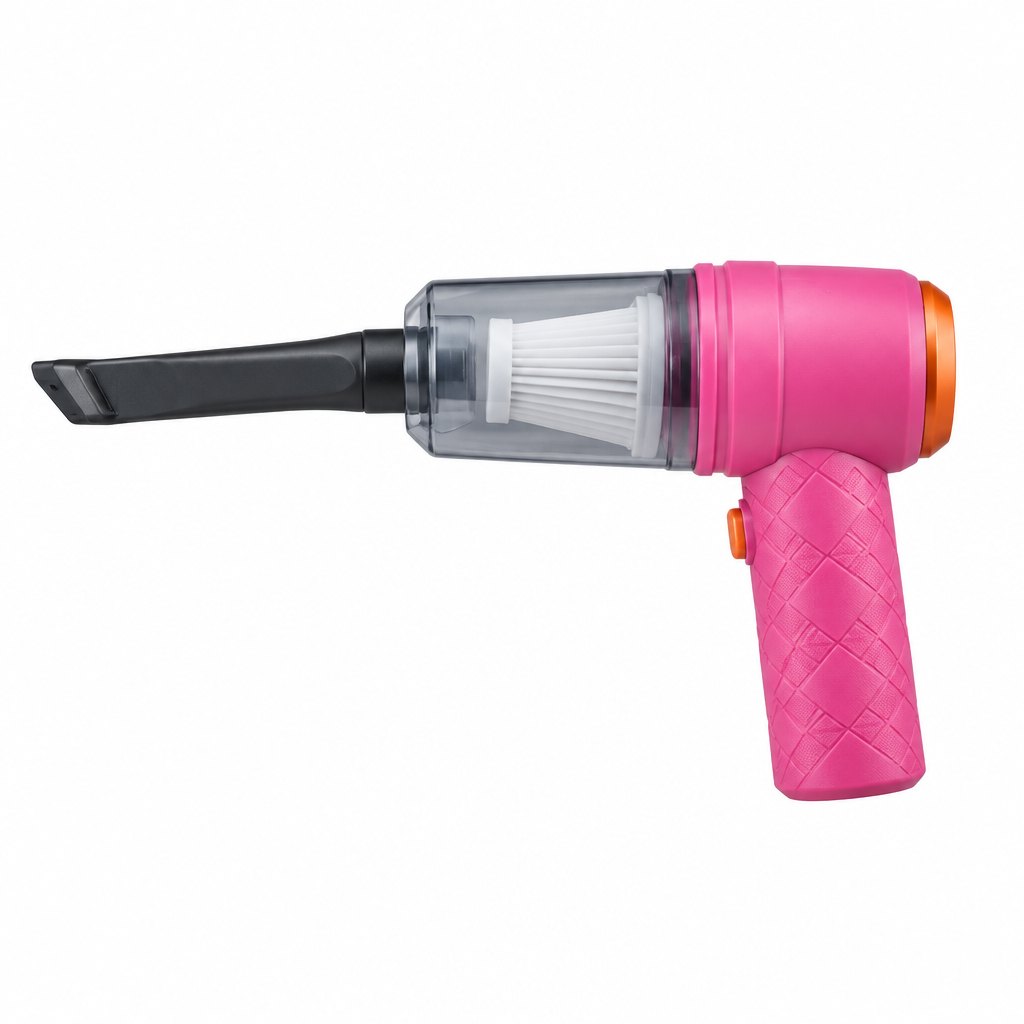 Pink car vacuum hero image generating