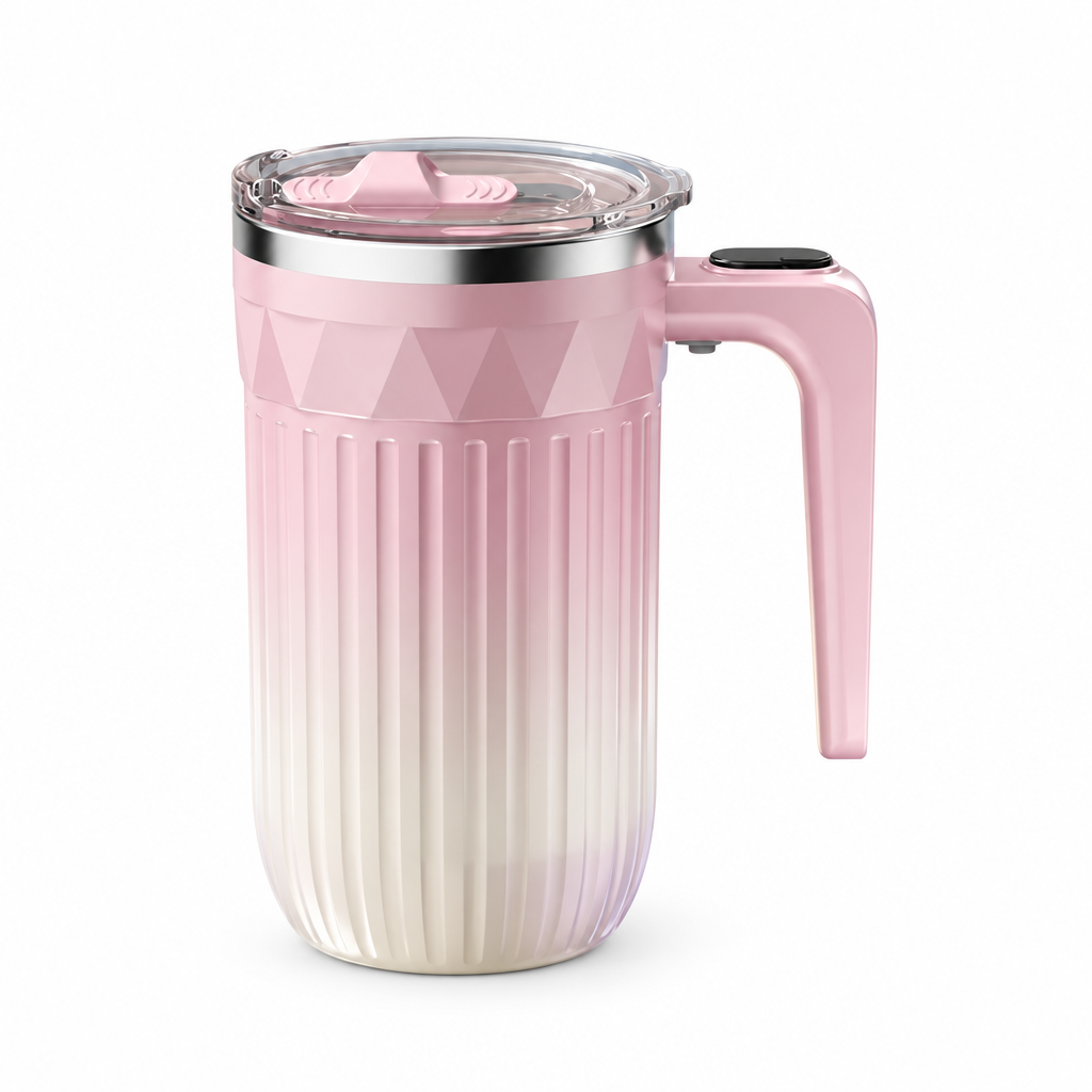 Pink self-stirring mug hero candidate