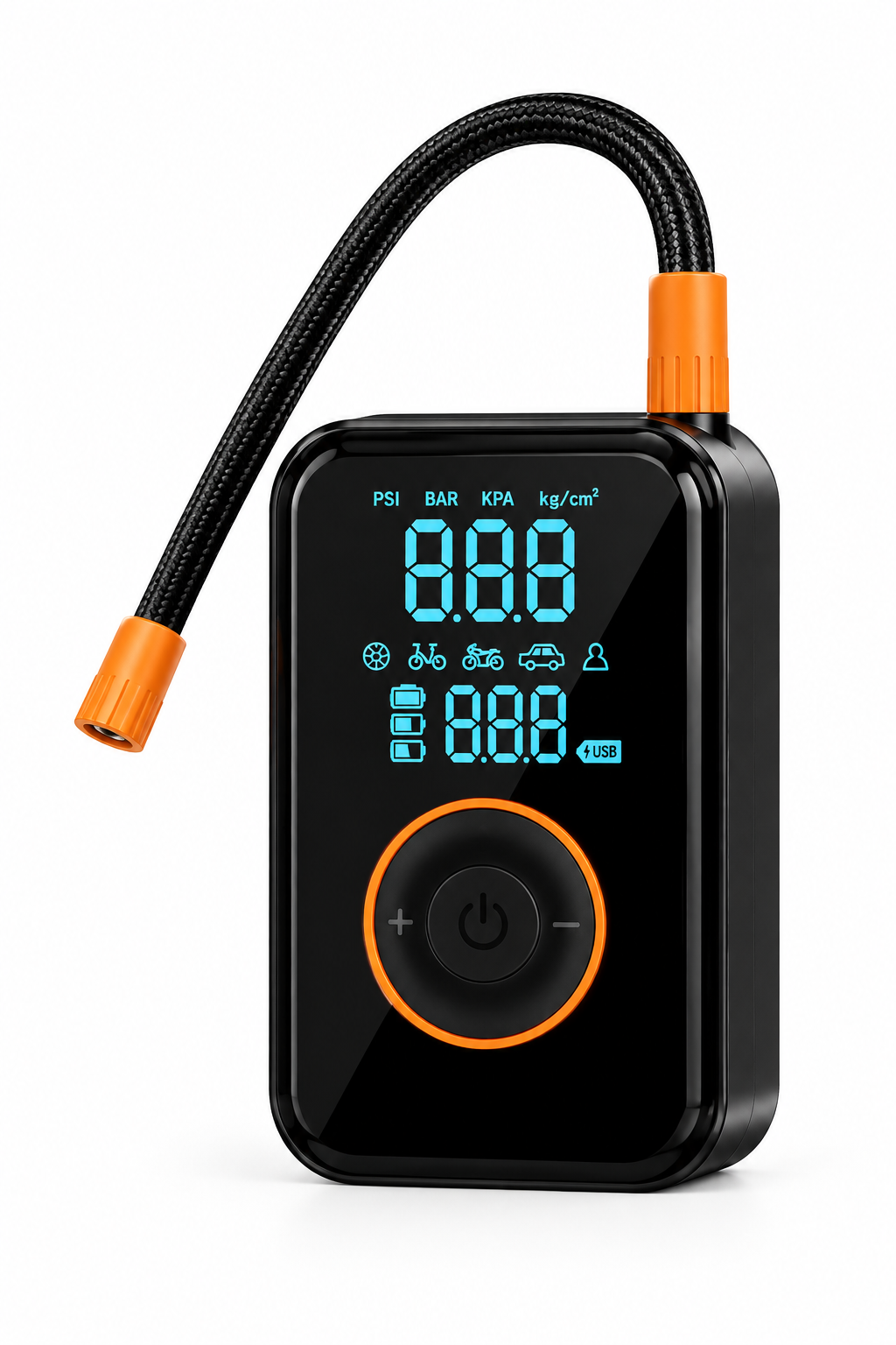 Portable digital tire inflator hero image, white background