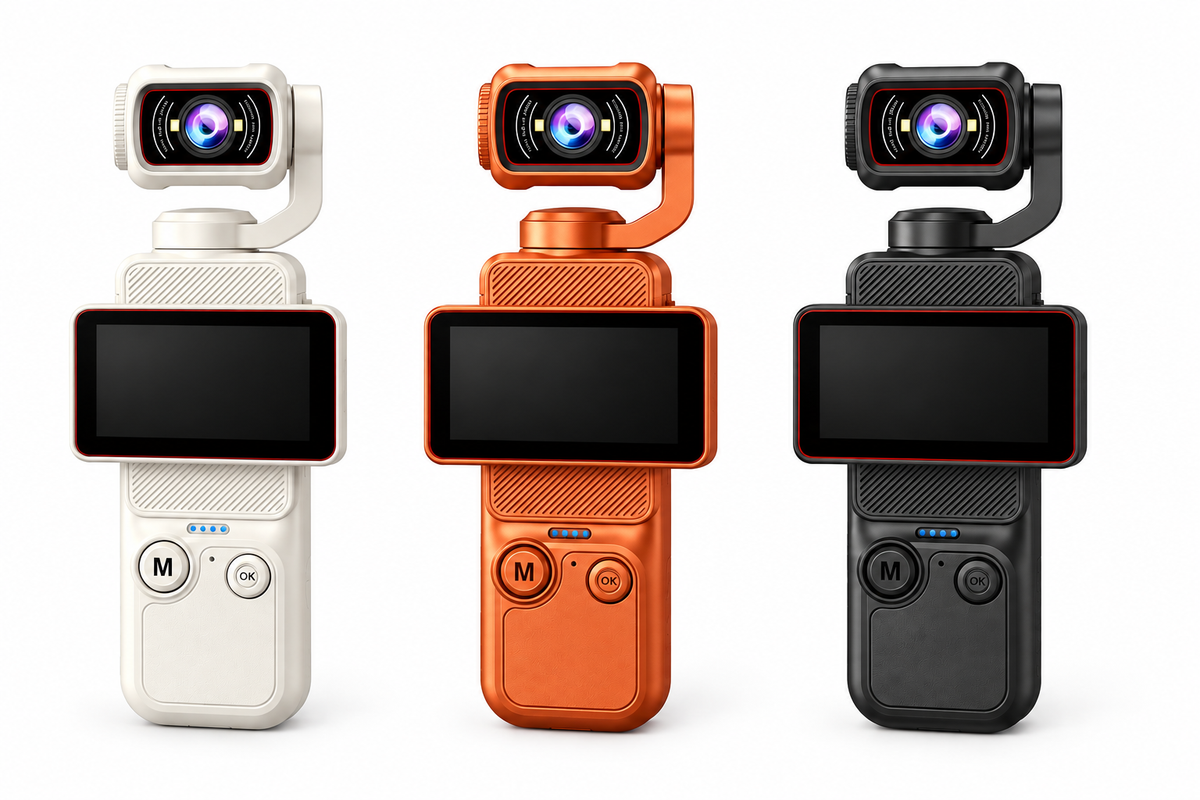 Refined three-colour white-background camera hero