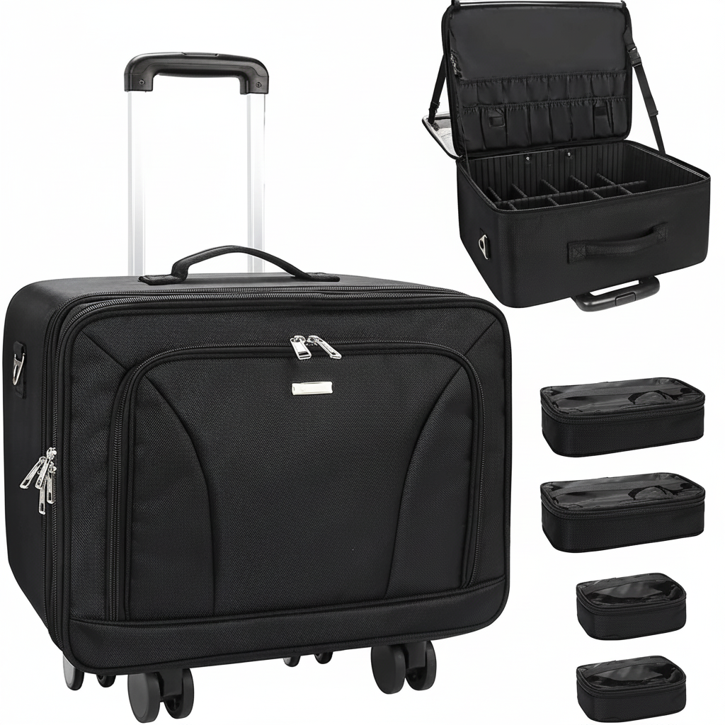 Rolling Makeup Train Case – White Background