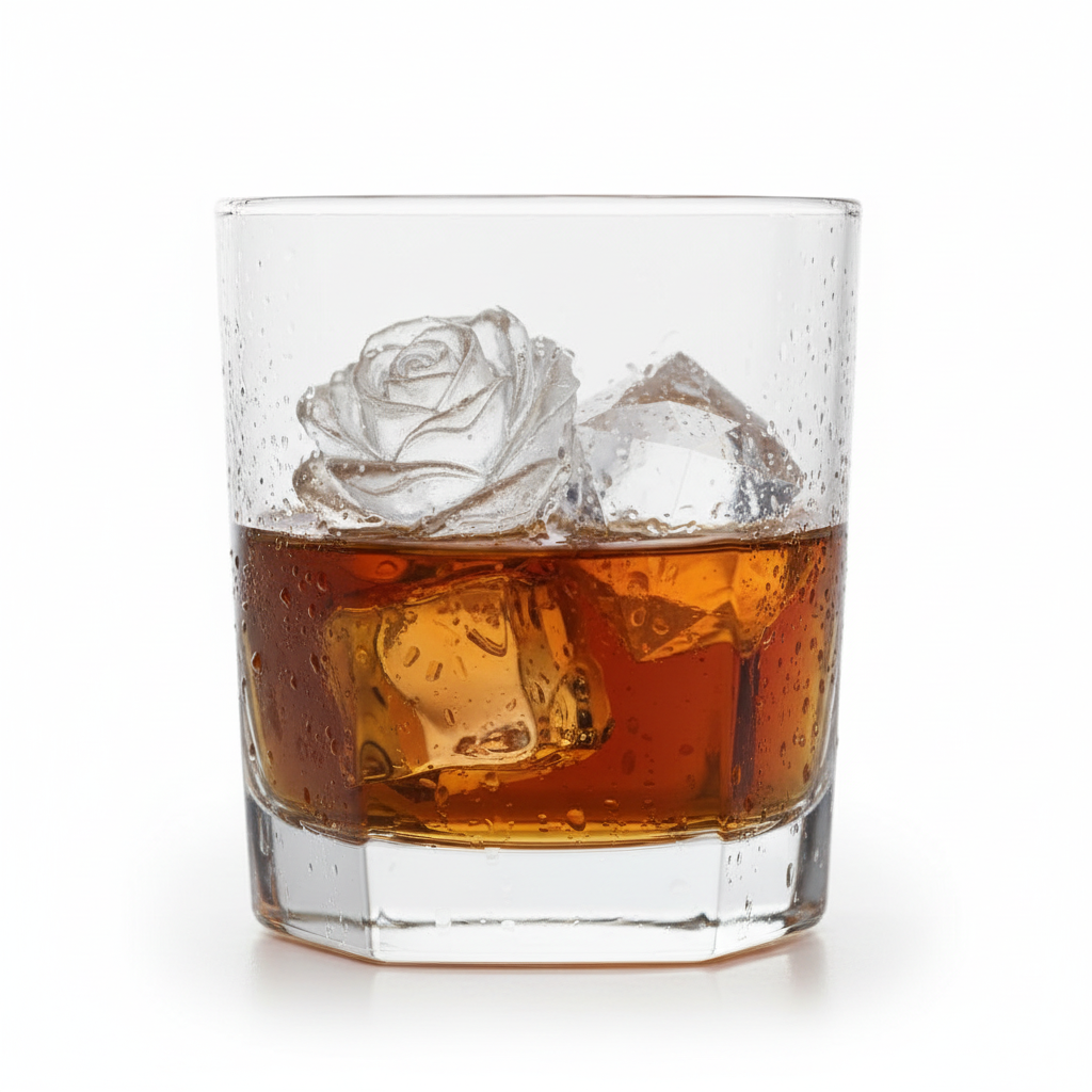 Rose & Diamond Ice in Glass – White Background