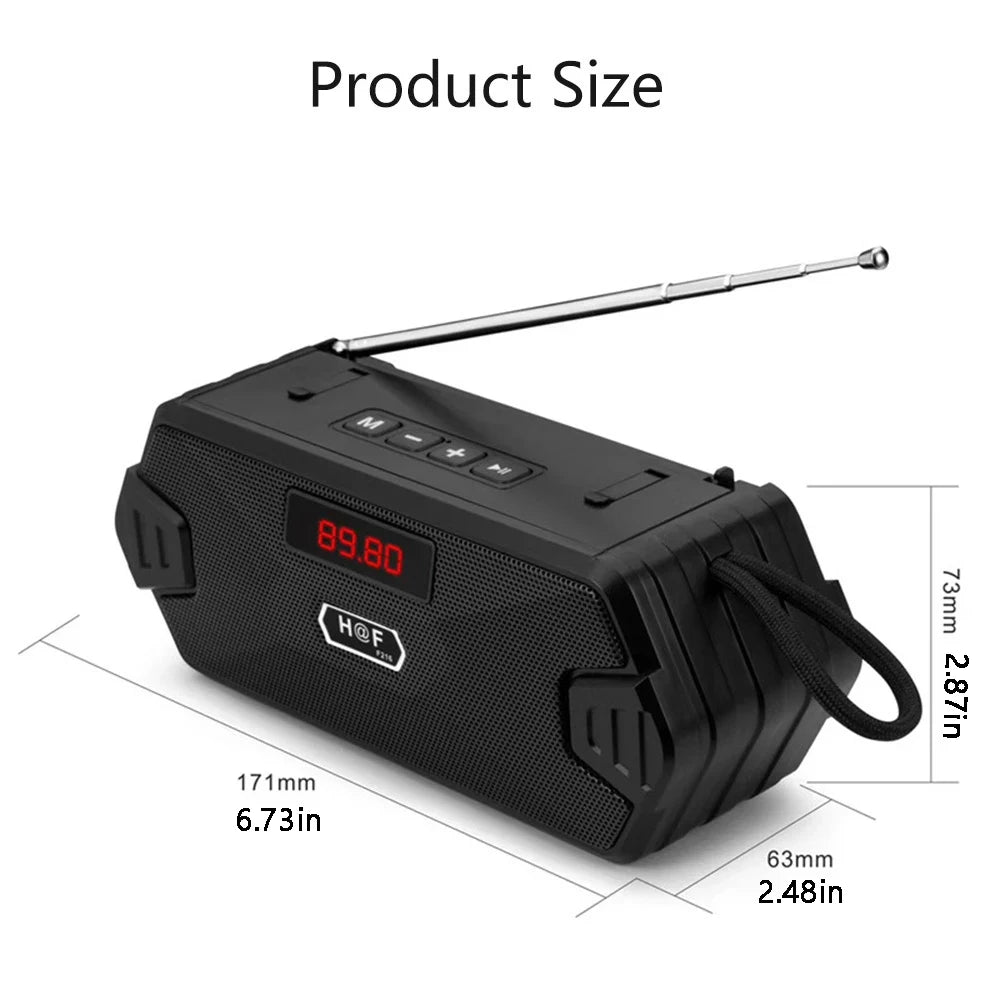 Portable Bluetooth Speaker with FM Radio & AUX Input