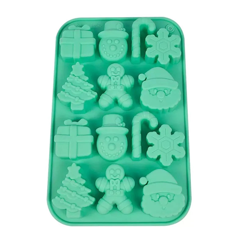 Christmas Silicone Mould - 12 Cavity Tray for Chocolate, Cake & Ice