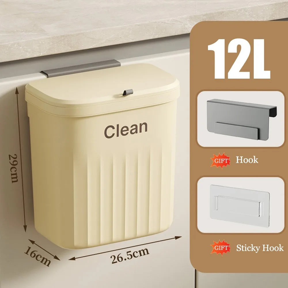 Hanging Kitchen Cabinet Bin with Lid, 8.5L or 12L