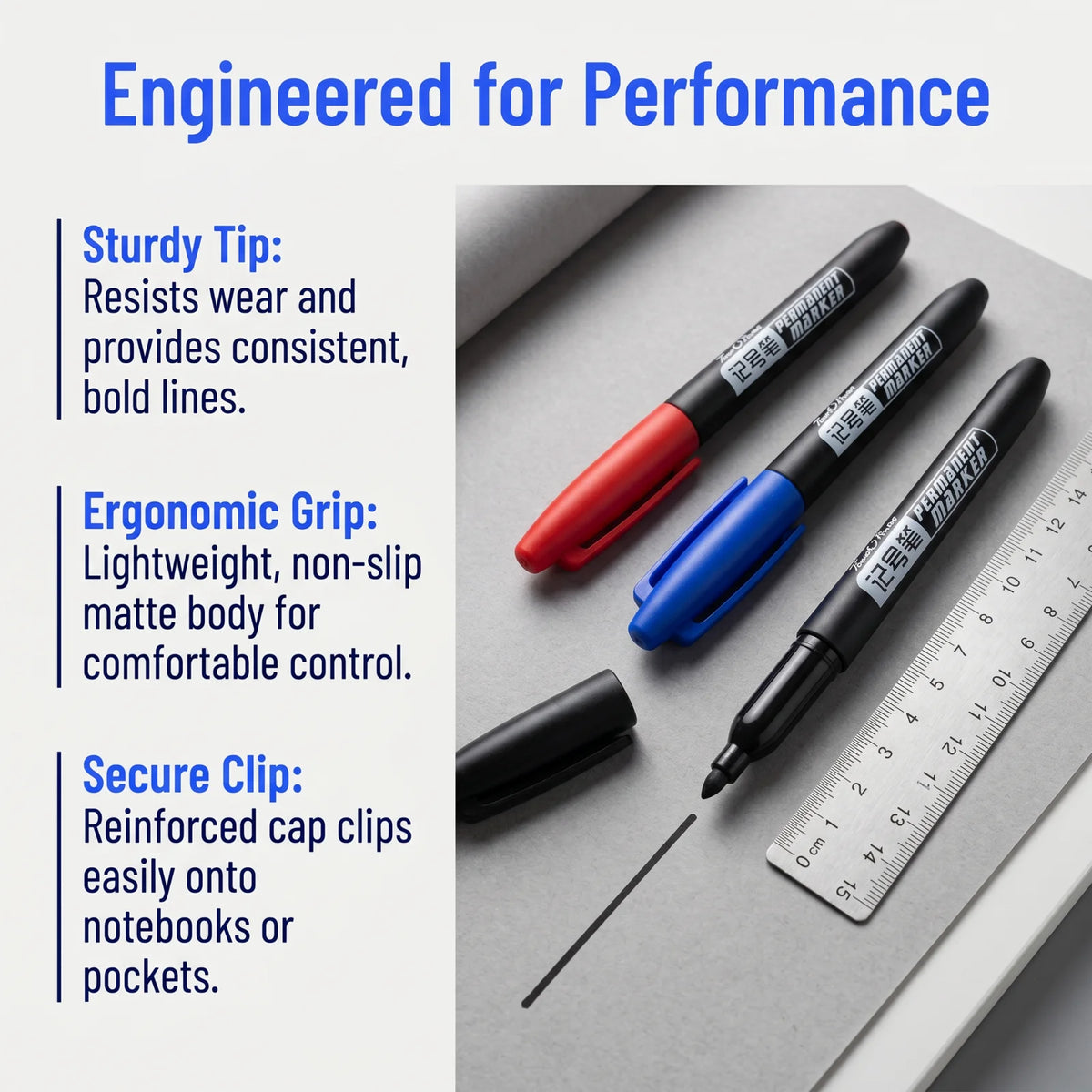 Permanent Marker Set – 6 Pack, Dual Tip Fine & Broad, Waterproof Ink, Assorted Colours