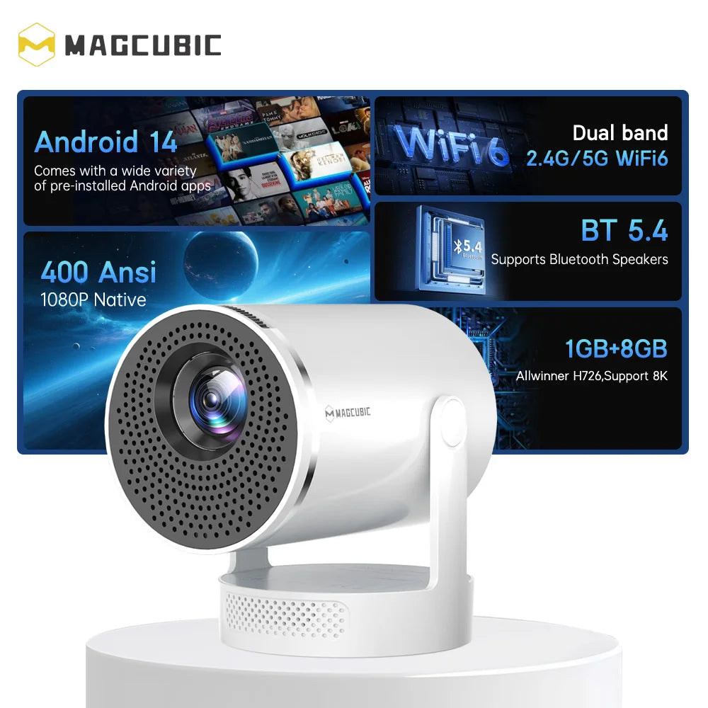 Magcubic Android 14 Native 1080P 8K Projector Manual Focus HY320Pro-A Full HD Projector Portable Home Cinema
