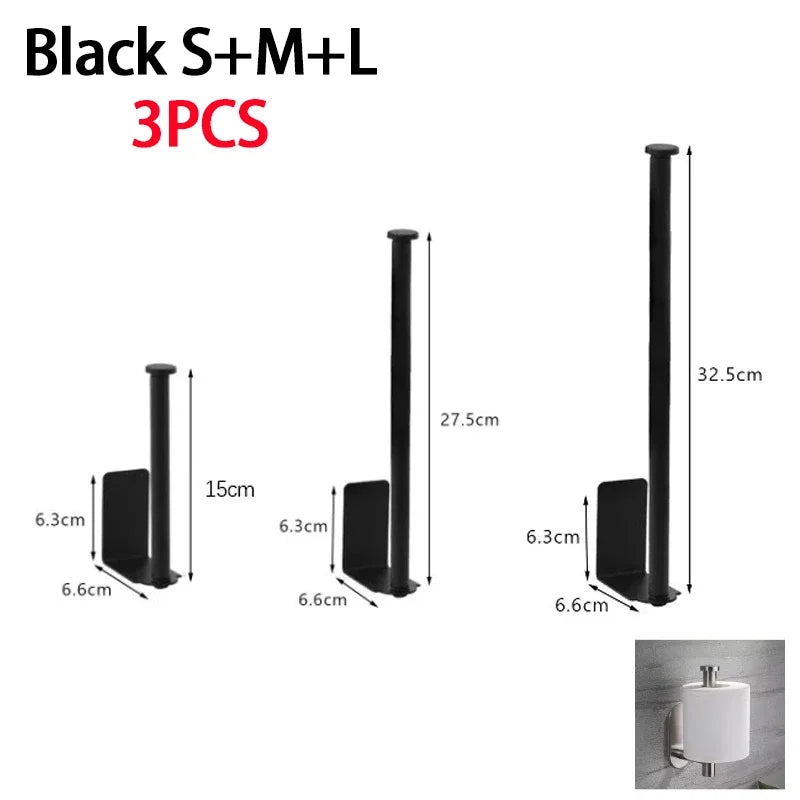 Kitchen Towel Holder & Storage Rack, Black or Silver