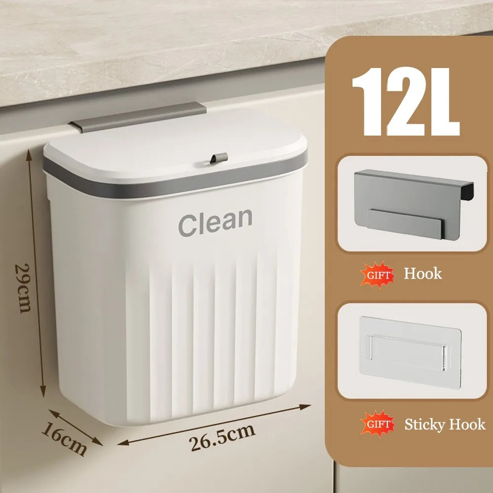 Hanging Kitchen Cabinet Bin with Lid, 8.5L or 12L