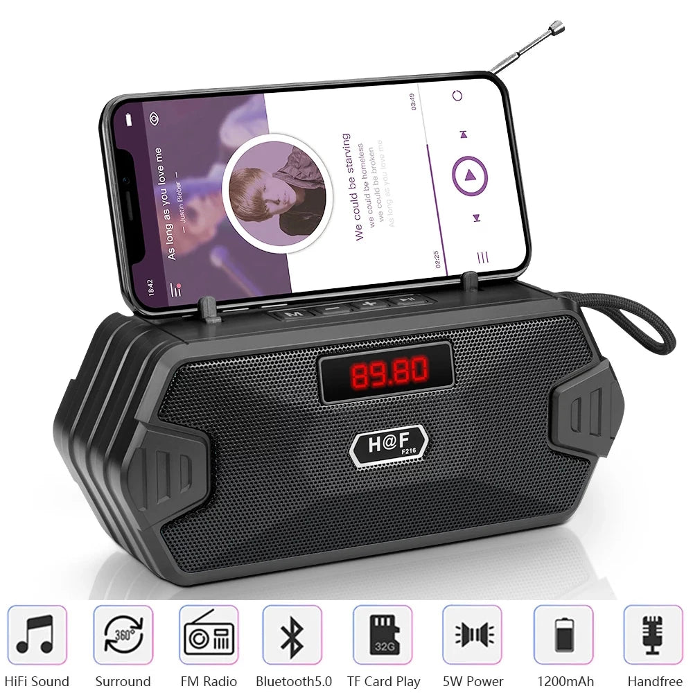 Portable Bluetooth Speaker with FM Radio & AUX Input